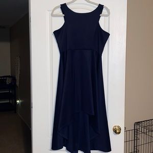 Dark Navy stretch satin high low dress